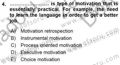 Dil Edinimi Dersi 2015 - 2016 Yılı (Final) Dönem Sonu Sınav Soruları 4. Soru