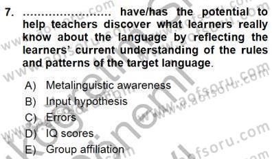 Dil Edinimi Dersi 2015 - 2016 Yılı (Final) Dönem Sonu Sınav Soruları 7. Soru