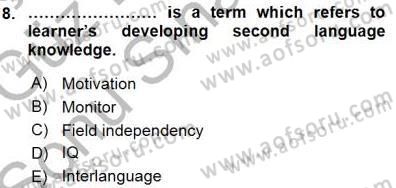 Dil Edinimi Dersi 2015 - 2016 Yılı (Final) Dönem Sonu Sınav Soruları 8. Soru