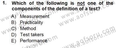 Yabancı Dil Öğretiminde Ölçme Ve Değerlendirme 1 Dersi Ara Sınavı Deneme Sınav Soruları 1. Soru