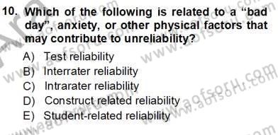 Yabancı Dil Öğretiminde Ölçme Ve Değerlendirme 1 Dersi Ara Sınavı Deneme Sınav Soruları 10. Soru