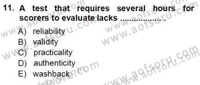 Yabancı Dil Öğretiminde Ölçme Ve Değerlendirme 1 Dersi Ara Sınavı Deneme Sınav Soruları 11. Soru