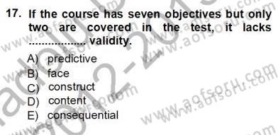 Yabancı Dil Öğretiminde Ölçme Ve Değerlendirme 1 Dersi Ara Sınavı Deneme Sınav Soruları 17. Soru