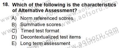 Yabancı Dil Öğretiminde Ölçme Ve Değerlendirme 1 Dersi Ara Sınavı Deneme Sınav Soruları 18. Soru
