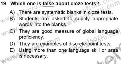 Yabancı Dil Öğretiminde Ölçme Ve Değerlendirme 1 Dersi Ara Sınavı Deneme Sınav Soruları 19. Soru