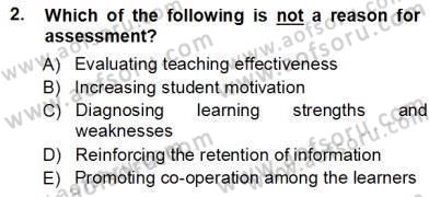 Yabancı Dil Öğretiminde Ölçme Ve Değerlendirme 1 Dersi Ara Sınavı Deneme Sınav Soruları 2. Soru