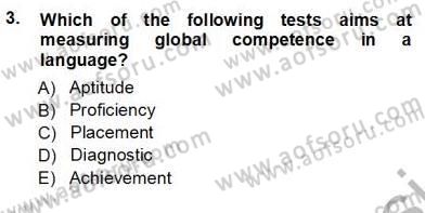 Yabancı Dil Öğretiminde Ölçme Ve Değerlendirme 1 Dersi Ara Sınavı Deneme Sınav Soruları 3. Soru