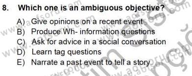 Yabancı Dil Öğretiminde Ölçme Ve Değerlendirme 1 Dersi Ara Sınavı Deneme Sınav Soruları 8. Soru