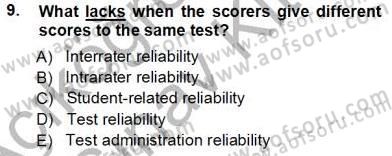 Yabancı Dil Öğretiminde Ölçme Ve Değerlendirme 1 Dersi Ara Sınavı Deneme Sınav Soruları 9. Soru