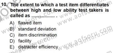 Yabancı Dil Öğretiminde Ölçme Ve Değerlendirme 1 Dersi 2012 - 2013 Yılı (Final) Dönem Sonu Sınav Soruları 10. Soru