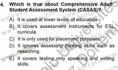 Yabancı Dil Öğretiminde Ölçme Ve Değerlendirme 1 Dersi 2012 - 2013 Yılı (Final) Dönem Sonu Sınav Soruları 4. Soru
