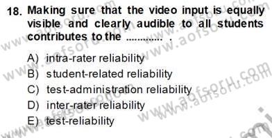 Yabancı Dil Öğretiminde Ölçme Ve Değerlendirme 1 Dersi Ara Sınavı Deneme Sınav Soruları 18. Soru
