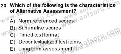 Yabancı Dil Öğretiminde Ölçme Ve Değerlendirme 1 Dersi Ara Sınavı Deneme Sınav Soruları 20. Soru
