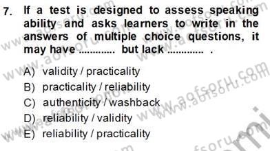 Yabancı Dil Öğretiminde Ölçme Ve Değerlendirme 1 Dersi Ara Sınavı Deneme Sınav Soruları 7. Soru