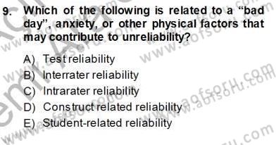 Yabancı Dil Öğretiminde Ölçme Ve Değerlendirme 1 Dersi Ara Sınavı Deneme Sınav Soruları 9. Soru