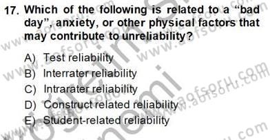 Yabancı Dil Öğretiminde Ölçme Ve Değerlendirme 1 Dersi Ara Sınavı Deneme Sınav Soruları 17. Soru