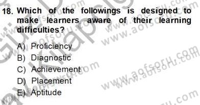 Yabancı Dil Öğretiminde Ölçme Ve Değerlendirme 1 Dersi Ara Sınavı Deneme Sınav Soruları 18. Soru