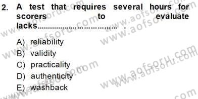 Yabancı Dil Öğretiminde Ölçme Ve Değerlendirme 1 Dersi Ara Sınavı Deneme Sınav Soruları 2. Soru