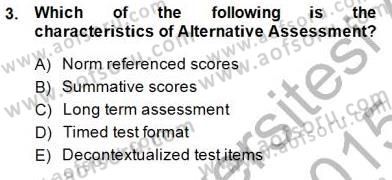Yabancı Dil Öğretiminde Ölçme Ve Değerlendirme 1 Dersi Ara Sınavı Deneme Sınav Soruları 3. Soru