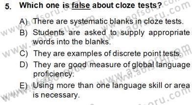 Yabancı Dil Öğretiminde Ölçme Ve Değerlendirme 1 Dersi Ara Sınavı Deneme Sınav Soruları 5. Soru