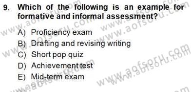 Yabancı Dil Öğretiminde Ölçme Ve Değerlendirme 1 Dersi Ara Sınavı Deneme Sınav Soruları 9. Soru