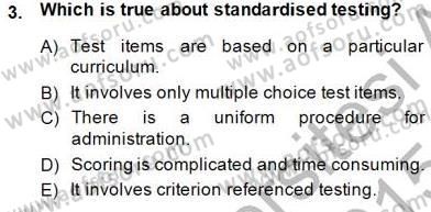 Yabancı Dil Öğretiminde Ölçme Ve Değerlendirme 1 Dersi 2014 - 2015 Yılı (Final) Dönem Sonu Sınav Soruları 3. Soru