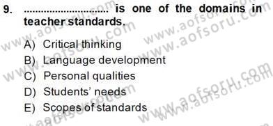 Yabancı Dil Öğretiminde Ölçme Ve Değerlendirme 1 Dersi 2014 - 2015 Yılı (Final) Dönem Sonu Sınav Soruları 9. Soru