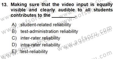 Yabancı Dil Öğretiminde Ölçme Ve Değerlendirme 1 Dersi Ara Sınavı Deneme Sınav Soruları 13. Soru