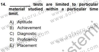 Yabancı Dil Öğretiminde Ölçme Ve Değerlendirme 1 Dersi Ara Sınavı Deneme Sınav Soruları 14. Soru