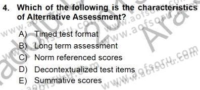 Yabancı Dil Öğretiminde Ölçme Ve Değerlendirme 1 Dersi Ara Sınavı Deneme Sınav Soruları 4. Soru