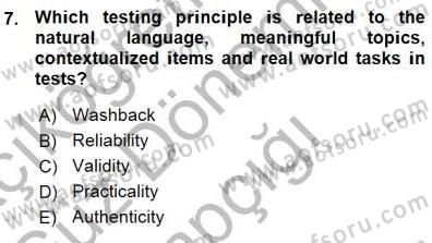 Yabancı Dil Öğretiminde Ölçme Ve Değerlendirme 1 Dersi Ara Sınavı Deneme Sınav Soruları 7. Soru