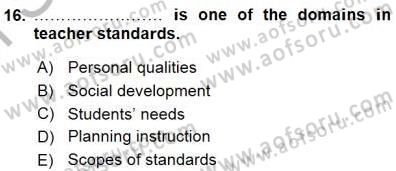 Yabancı Dil Öğretiminde Ölçme Ve Değerlendirme 1 Dersi 2015 - 2016 Yılı (Final) Dönem Sonu Sınav Soruları 16. Soru
