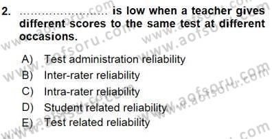 Yabancı Dil Öğretiminde Ölçme Ve Değerlendirme 1 Dersi 2015 - 2016 Yılı (Final) Dönem Sonu Sınav Soruları 2. Soru
