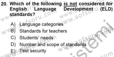 Yabancı Dil Öğretiminde Ölçme Ve Değerlendirme 1 Dersi 2015 - 2016 Yılı (Final) Dönem Sonu Sınav Soruları 20. Soru