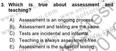 Yabancı Dil Öğretiminde Ölçme Ve Değerlendirme 1 Dersi 2015 - 2016 Yılı (Final) Dönem Sonu Sınav Soruları 3. Soru