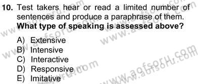 Yabancı Dil Öğretiminde Ölçme Ve Değerlendirme 2 Dersi 2012 - 2013 Yılı (Vize) Ara Sınavı 10. Soru