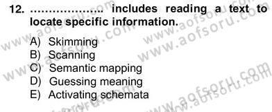 Yabancı Dil Öğretiminde Ölçme Ve Değerlendirme 2 Dersi 2012 - 2013 Yılı (Vize) Ara Sınav Soruları 12. Soru