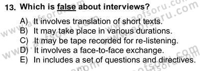 Yabancı Dil Öğretiminde Ölçme Ve Değerlendirme 2 Dersi 2012 - 2013 Yılı (Vize) Ara Sınav Soruları 13. Soru