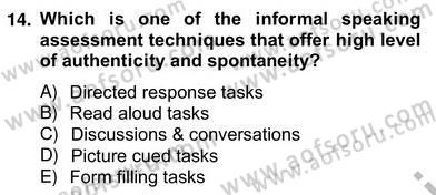 Yabancı Dil Öğretiminde Ölçme Ve Değerlendirme 2 Dersi 2012 - 2013 Yılı (Vize) Ara Sınav Soruları 14. Soru