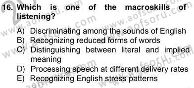 Yabancı Dil Öğretiminde Ölçme Ve Değerlendirme 2 Dersi 2012 - 2013 Yılı (Vize) Ara Sınav Soruları 16. Soru