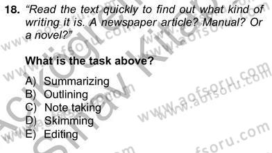 Yabancı Dil Öğretiminde Ölçme Ve Değerlendirme 2 Dersi 2012 - 2013 Yılı (Vize) Ara Sınav Soruları 18. Soru