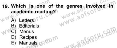 Yabancı Dil Öğretiminde Ölçme Ve Değerlendirme 2 Dersi 2012 - 2013 Yılı (Vize) Ara Sınav Soruları 19. Soru