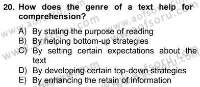 Yabancı Dil Öğretiminde Ölçme Ve Değerlendirme 2 Dersi 2012 - 2013 Yılı (Vize) Ara Sınav Soruları 20. Soru