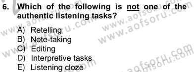 Yabancı Dil Öğretiminde Ölçme Ve Değerlendirme 2 Dersi 2012 - 2013 Yılı (Vize) Ara Sınav Soruları 6. Soru