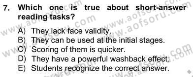 Yabancı Dil Öğretiminde Ölçme Ve Değerlendirme 2 Dersi 2012 - 2013 Yılı (Vize) Ara Sınav Soruları 7. Soru