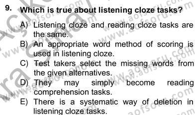 Yabancı Dil Öğretiminde Ölçme Ve Değerlendirme 2 Dersi 2012 - 2013 Yılı (Vize) Ara Sınavı 9. Soru