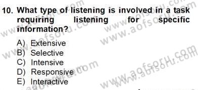 Yabancı Dil Öğretiminde Ölçme Ve Değerlendirme 2 Dersi 2012 - 2013 Yılı (Final) Dönem Sonu Sınav Soruları 10. Soru