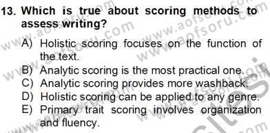 Yabancı Dil Öğretiminde Ölçme Ve Değerlendirme 2 Dersi 2012 - 2013 Yılı (Final) Dönem Sonu Sınav Soruları 13. Soru