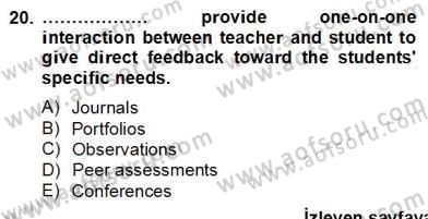 Yabancı Dil Öğretiminde Ölçme Ve Değerlendirme 2 Dersi 2012 - 2013 Yılı (Final) Dönem Sonu Sınav Soruları 20. Soru