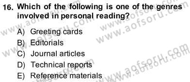 Yabancı Dil Öğretiminde Ölçme Ve Değerlendirme 2 Dersi 2013 - 2014 Yılı (Vize) Ara Sınav Soruları 16. Soru